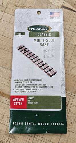 Weaver 430T 48335 Multi Slot Base Ruger 10/22 Weaver Style
