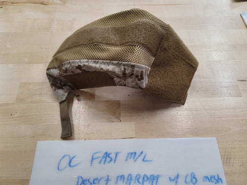 OVERSTOCK/SHIPS ASAP- A&A Tactical, LLC Helmet Cover for Ops-Core FAST Ballistic Sz M/L (NEW Size L) in Desert MARPAT w/ Coyote Brown Mesh